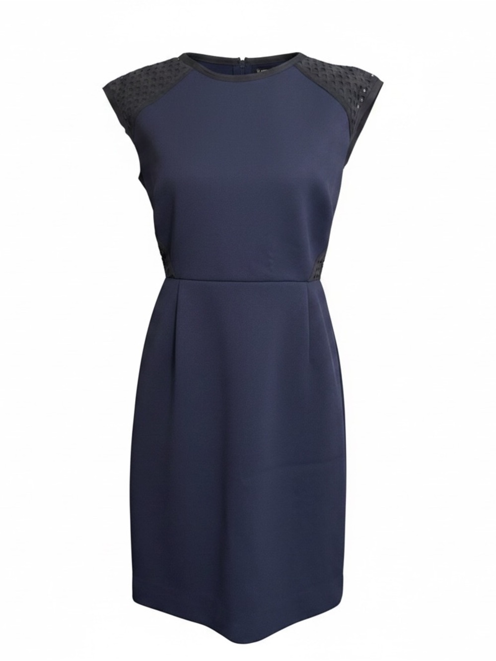 J. Crew Sheath Dress Navy Blue Double Faced Eyelet Navy Blue  Size 6